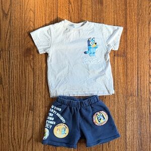 Zara Boys Bluey Kids Cartoon T-Shirt and Shorts Set